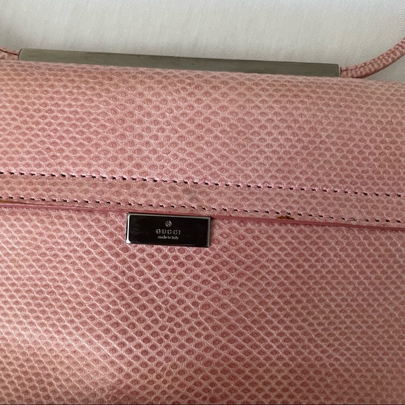 100% authentic vintage pale pink snakeskin Gucci handbag purse silver hardware - Picture 5 of 6
